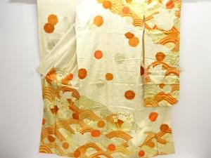 アンティーク　波に蝶模様刺繍振袖